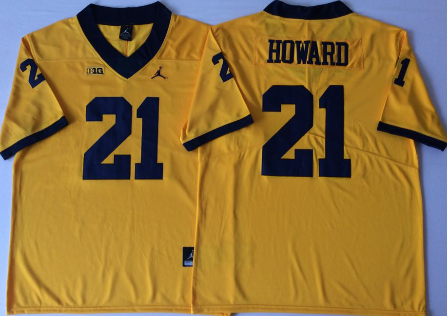 NCAA Men Michigan Wolverines YELLOW #21 HOWARD->ncaa teams->NCAA Jersey